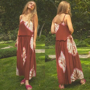 New The Odells Cora Tie Dye Seersucker Maxi Dress Pomelo Multi NWT Women’s XS